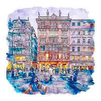 Vienna Austria Watercolor sketch hand drawn illustration vector