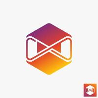 línea meta o infinita simple y única en el espacio negativo hexagonal imagen icono gráfico diseño de logotipo concepto abstracto vector stock. se puede utilizar como símbolo relacionado con el signo o la tecnología