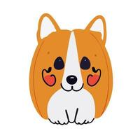 lindo sonriente calabaza corgi vector