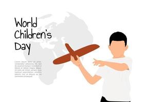 World children day background with child play kite. vector