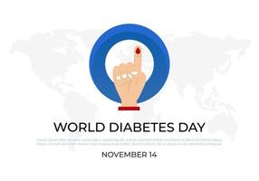World diabetes day background with hand and earth map vector