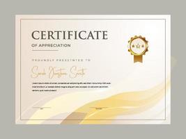 Modern elegant gold certificate template with badge design vector