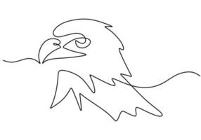 One continuous single line of eagle head isolated on white background. vector