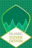 Islamic Book Cover Vector Art, colorful green and gold, file editable