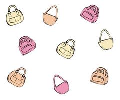 doodle pattern of multicolored handbags vector