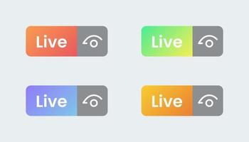 Set of live stream symbol. Colourful gradient icon or button of livestream. vector