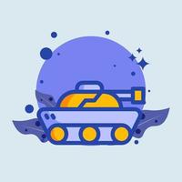 Military tank flat illustration. War weapon signs vector illustration.