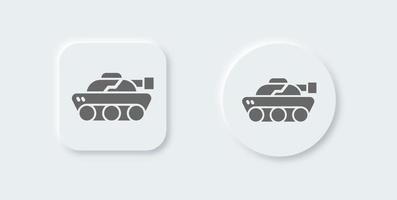 Military tank solid icon in neomorphic design style. War weapon signs vector illustration.