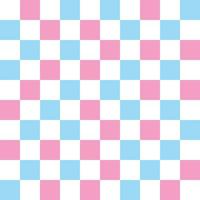 Checkerboard seamless pattern vector background in transgender pride flag - light blue, pink and white. Abstract geometric repeat texture wallpaper, modern trendy textile design