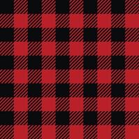 Classic Buffalo Plaid Lumberjack ornament seamless pattern background. Red and black checkered pattern, flannel fabric shirt print. Winter Christmas tartan backdrop vector