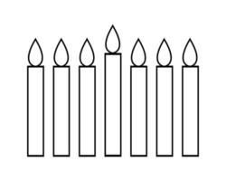 Simple minimalist outline lineal icon of Kwanzaa seven candles - Mishumaa Sabaa. Vector illustration isolated on white background. Coloring page.