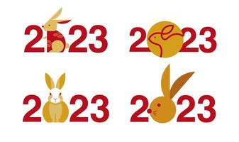 Happy new year 2023 , Lunar new year, Rabbit , simple flat design