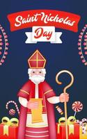 Saint Nicholas Day, Saint Nicholas brought scrolls of letters and gifts vector