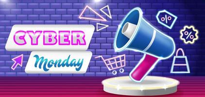 Cyber Monday, megaphone call invitation for shopping. Suitable for events vector