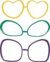 Set with glasses templates. Spectacle frames of different shapes. vector