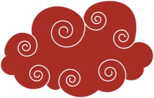 Chinese Cloud. Traditional Curved Red and White Design Element png