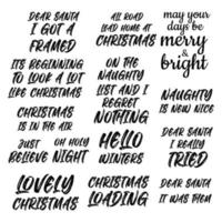 Set of Christmas quotes sayings and phrase typography handwriting bundle collection vector