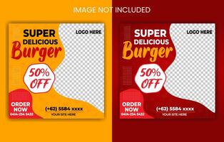 Food Social Media Post Design Bundle Set, Fast food web banner Template design, Food banner post design with abstract background vector