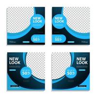 Set of Editable minimal square banner template. blue and black background color with stripe line shape. Suitable for social media post and web internet ads. vector illustration