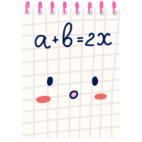 Cute draft notepad with eyes and cheeks in flat style png