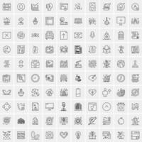 paquete de 100 iconos de líneas universales para móviles y web vector