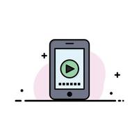 Phone Cell Play Video  Business Flat Line Filled Icon Vector Banner Template