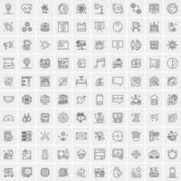 conjunto de 100 iconos de línea de negocios creativos vector