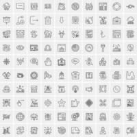 paquete de 100 iconos de líneas universales para móviles y web vector