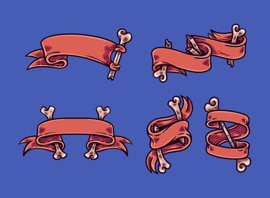 Ribbon And Bones Illustration
