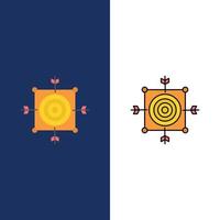 Focus Board Dart Arrow Target  Icons Flat and Line Filled Icon Set Vector Blue Background