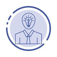 Man Idea Success Light Growth Blue Dotted Line Line Icon vector