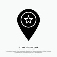 Star Location Map Marker Pin solid Glyph Icon vector