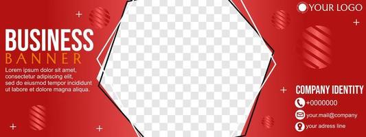 diseño de banner horizontal de negocios. diseño de banner moderno con color de fondo rojo. uso para banner, portada y encabezado. vector