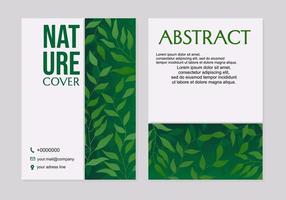 conjunto de plantillas de portada de estilo botánico. fondo degradado de hoja verde.diseño natural abstracto.para cuadernos, planificadores, folletos, libros, catálogos vector