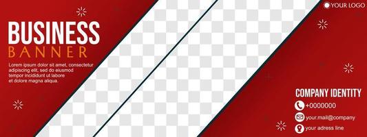 diseño de banner horizontal de negocios. diseño de banner moderno con color de fondo rojo. uso para banner, portada y encabezado. vector