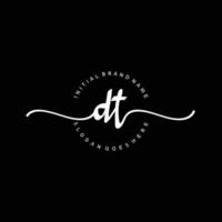 Initial DT handwriting logo template vector