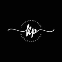 Initial KP handwriting logo template vector