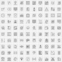 paquete de 100 iconos de líneas universales para móviles y web vector