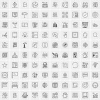 conjunto de 100 iconos de línea de negocios creativos vector