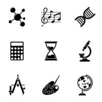 school lesson set icon vector. math, geography, music, fine arts, biology, and more vector