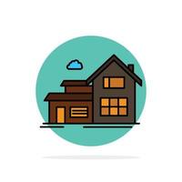 Home House Building Apartment Abstract Circle Background Flat color Icon vector