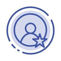 Rating User Profile Blue Dotted Line Line Icon vector