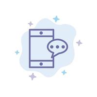 Mobile Chatting Cell Blue Icon on Abstract Cloud Background vector