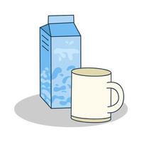 logotipo de bebida de leche. ilustración de comida y bebida. etiqueta engomada del símbolo del icono del desayuno de la nutrición vector