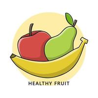 logotipo de fruta saludable. ilustración de comida y bebida. símbolo de icono de nutrición y alimentos vitamínicos vector