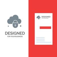 Internet Cloud Lock Security Grey Logo Design and Business Card Template vector