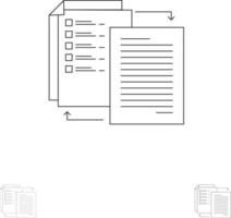 transferencia de archivos compartidos wlan compartirlo negrita y conjunto de iconos de línea negra delgada vector