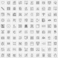 paquete de 100 iconos de líneas universales para móviles y web vector