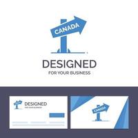 tarjeta de visita creativa y plantilla de logotipo ilustración de vector de signo de ubicación de dirección de canadá