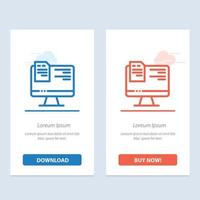 Computer File Education Online  Blue and Red Download and Buy Now web Widget Card Template vector